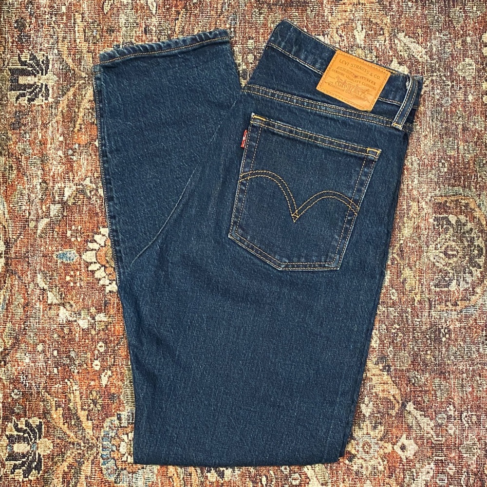 Classic High-Rise Straight Jeans in Dark Blue - Picture 4 of 14